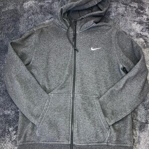 Nike grey fleece zip up Hoodie